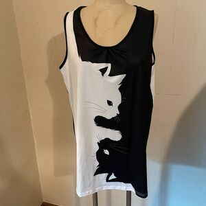 Women's CHAOS MONKEY Yin Yang Cats TOP 2XL nwot